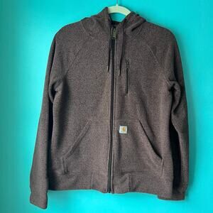 Carhartt Full Zip Hooded Relaxed Fit Jacket Women's Size M Heather Maroon Color